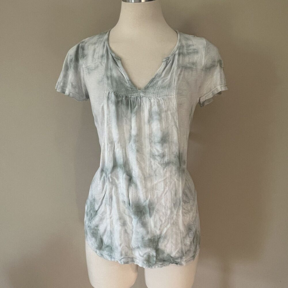 Knox Rose Tie Dye Short Sleeve Boho V-neck Tee Shirt Bohemian Blouse Top sz xs - Picture 2 of 8